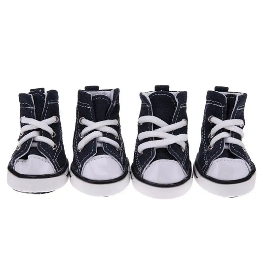 4Pcs/Set Anti-Skidding Denim Canvas Dog Shoes Pet Shoes Waterproof Shoes Sneakers Breathable Booties Pet Supplies High Quality
