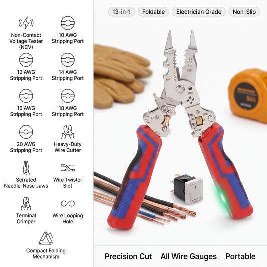 13-in-1 Folding Wire Stripper - Pocket Electrician's Multi-Tool