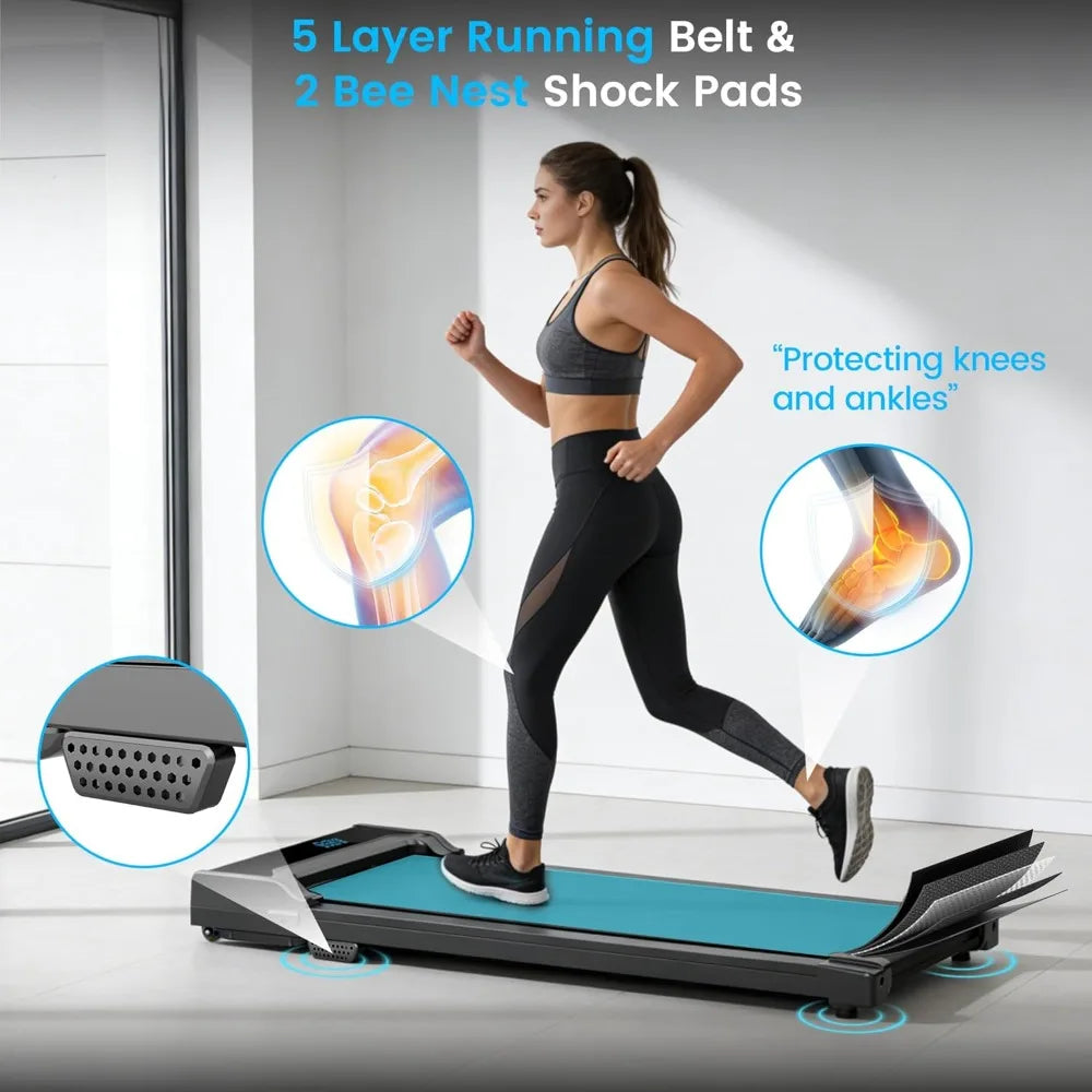 Under Desk Walking Pad for Home - Compact Treadmill with Remote Control, 0.6-4.0 MPH, up to 220 Lbs