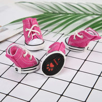 4Pcs/Set Anti-Skidding Denim Canvas Dog Shoes Pet Shoes Waterproof Shoes Sneakers Breathable Booties Pet Supplies High Quality