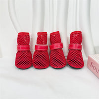 Spring Summer Breathable Mesh Small Dog Shoes Soft Sole Non-Slip Pet Booty Anti-Slip off Paw Protectors for Poodle Daily Walking