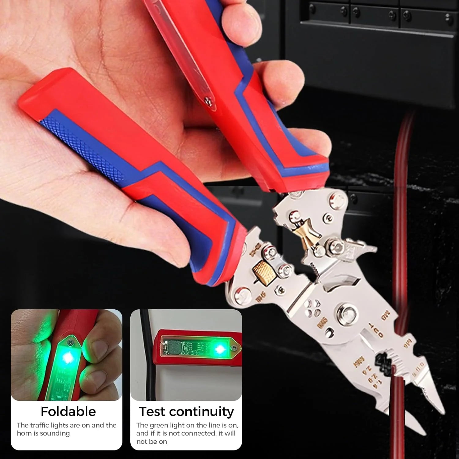 13 in 1 Foldable Wire Stripper, 2025 Folding Efficient Electrician Stripping Plier,Tool for Cutting and Pulling Pliers