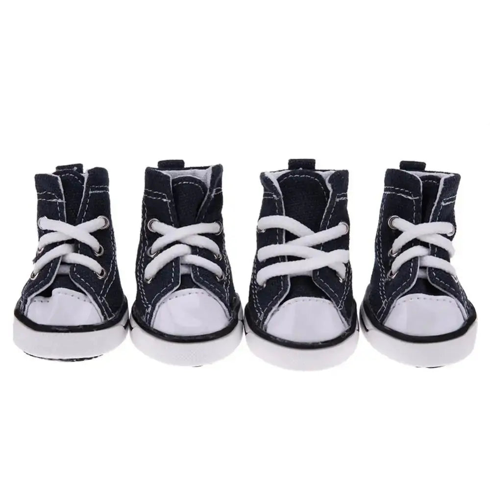 4Pcs/Set Anti-Skidding Denim Canvas Dog Shoes Pet Shoes Waterproof Shoes Sneakers Breathable Booties Pet Supplies High Quality