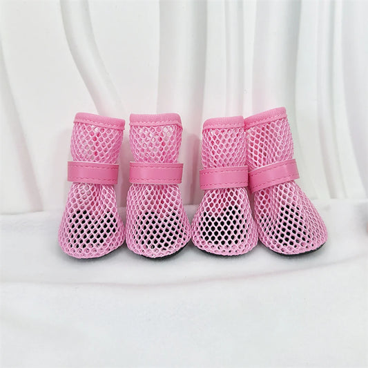 Spring Summer Breathable Mesh Small Dog Shoes Soft Sole Non-Slip Pet Booty Anti-Slip off Paw Protectors for Poodle Daily Walking
