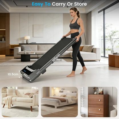 Under Desk Walking Pad for Home - Compact Treadmill with Remote Control, 0.6-4.0 MPH, up to 220 Lbs