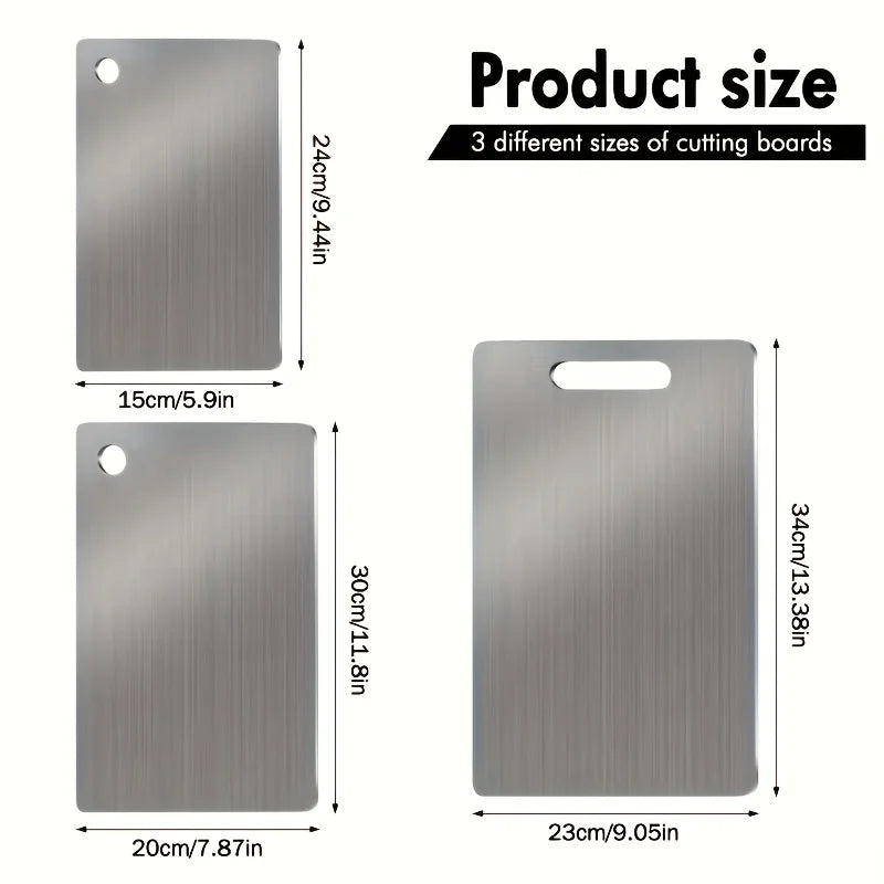 Glemish Rustproof Stainless Steel Cutting Board Set - 3 Piece