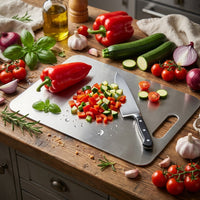 Stainless Steel Cutting Board Set of 3 - Dishwasher Safe with Juice Groove