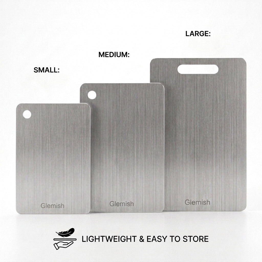Stainless Steel Cutting Board Set of 3 - Dishwasher Safe with Juice Groove