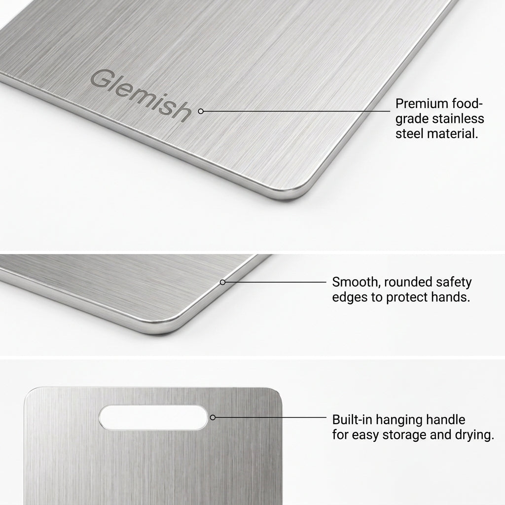 Stainless Steel Cutting Board Set of 3 - Dishwasher Safe with Juice Groove
