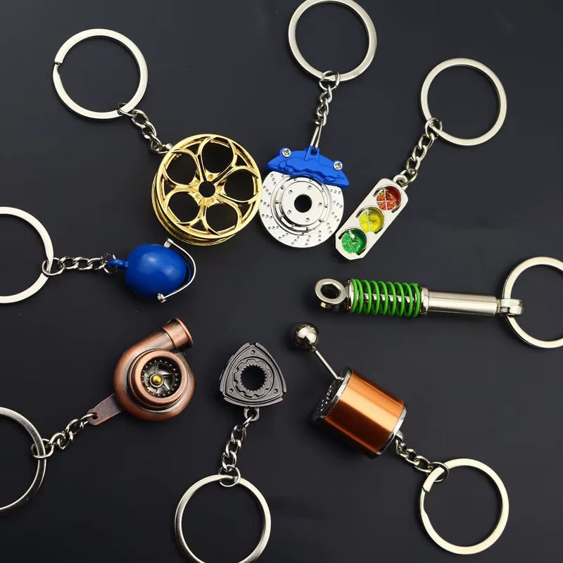 Creative Gear Head Keychain Speed Gearbox Keyring for Car Key Turbo Hub Brake Disc Pendant Shock Absorber Keys Holder Chain Ring