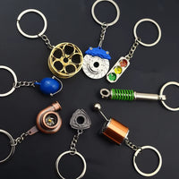 Creative Gear Head Keychain Speed Gearbox Keyring for Car Key Turbo Hub Brake Disc Pendant Shock Absorber Keys Holder Chain Ring