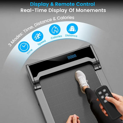 Under Desk Walking Pad for Home - Compact Treadmill with Remote Control, 0.6-4.0 MPH, up to 220 Lbs