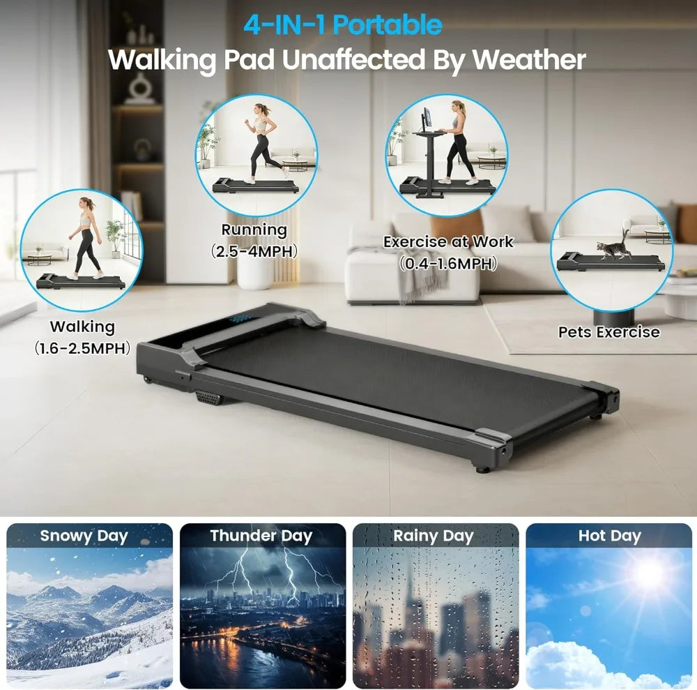 Under Desk Walking Pad for Home - Compact Treadmill with Remote Control, 0.6-4.0 MPH, up to 220 Lbs