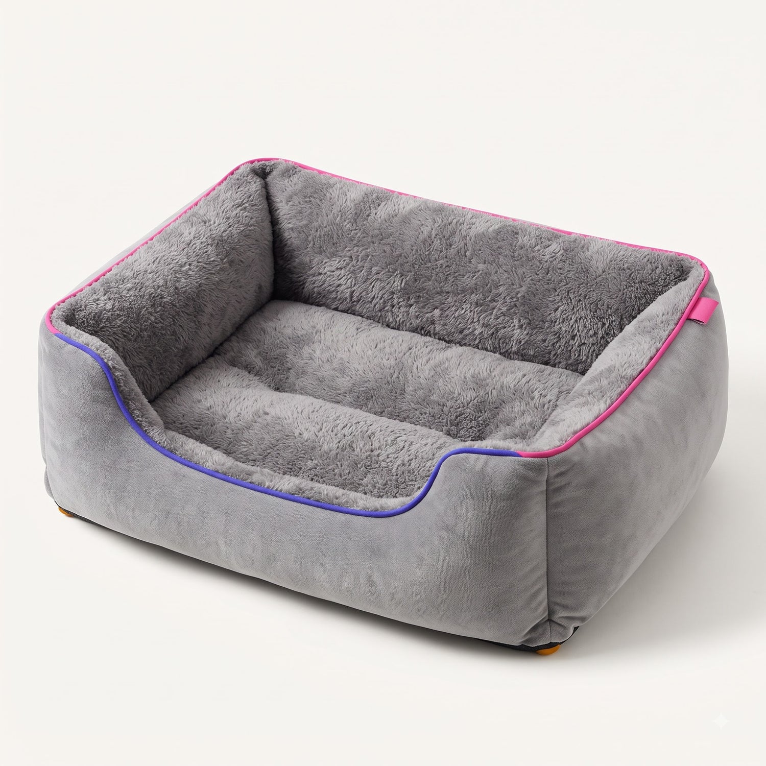 Cozy cave bolster pet bed with raised sides and plush faux-fur lining