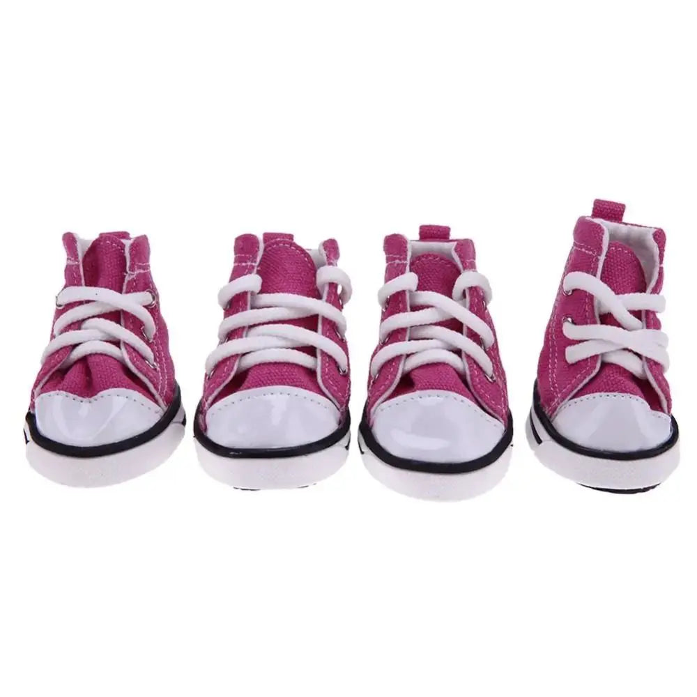 4Pcs/Set Anti-Skidding Denim Canvas Dog Shoes Pet Shoes Waterproof Shoes Sneakers Breathable Booties Pet Supplies High Quality