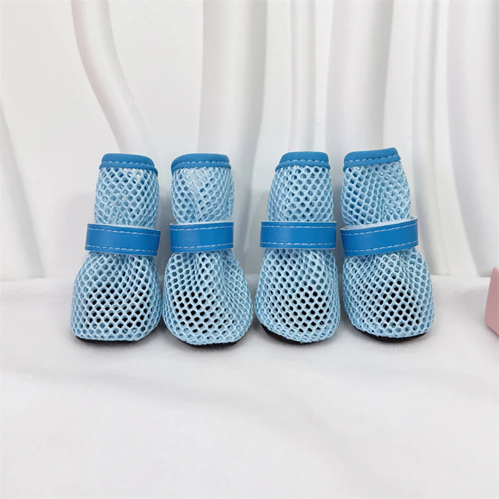 Spring Summer Breathable Mesh Small Dog Shoes Soft Sole Non-Slip Pet Booty Anti-Slip off Paw Protectors for Poodle Daily Walking