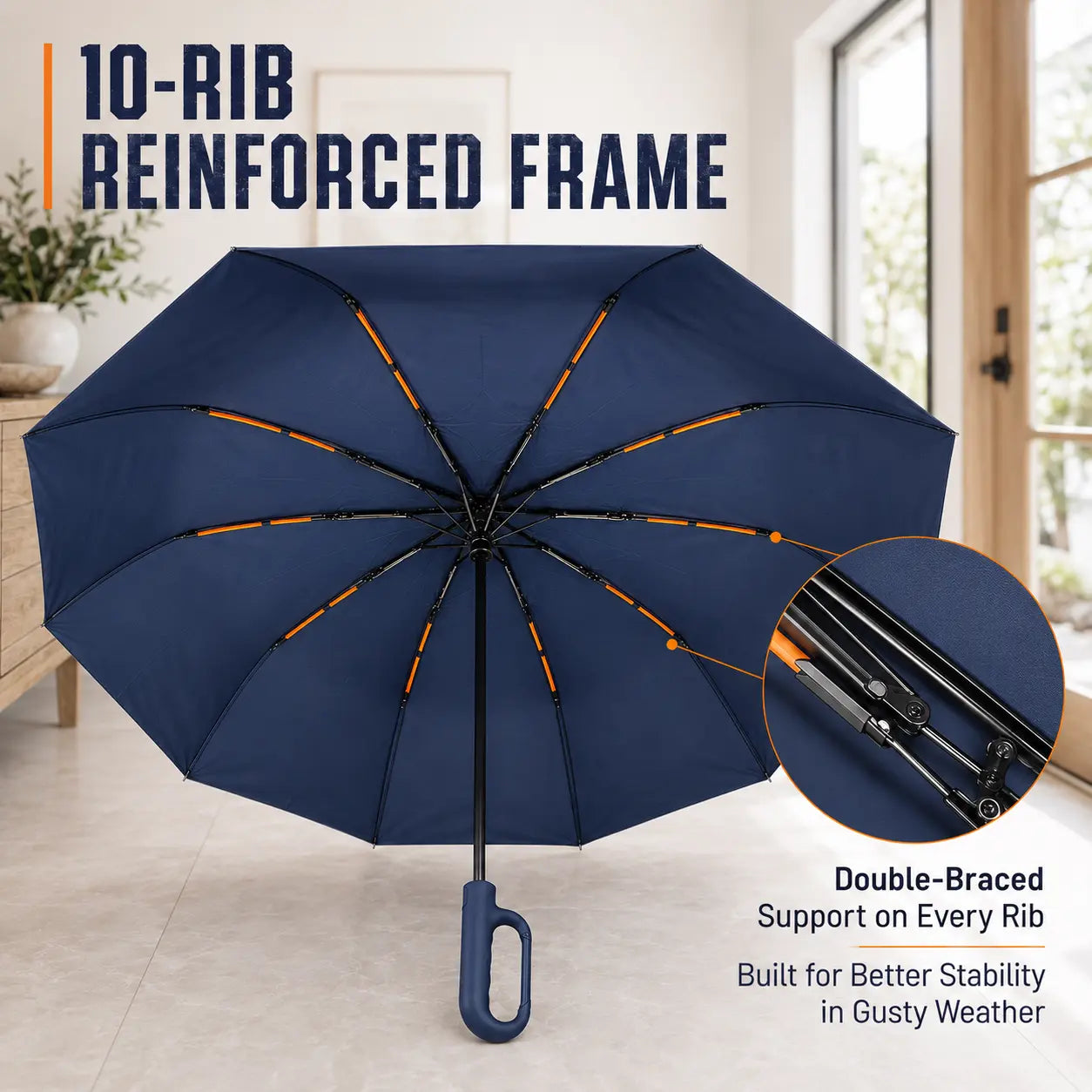 Travel umbrella in midnight green