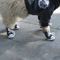 4Pcs/Set Anti-Skidding Denim Canvas Dog Shoes Pet Shoes Waterproof Shoes Sneakers Breathable Booties Pet Supplies High Quality