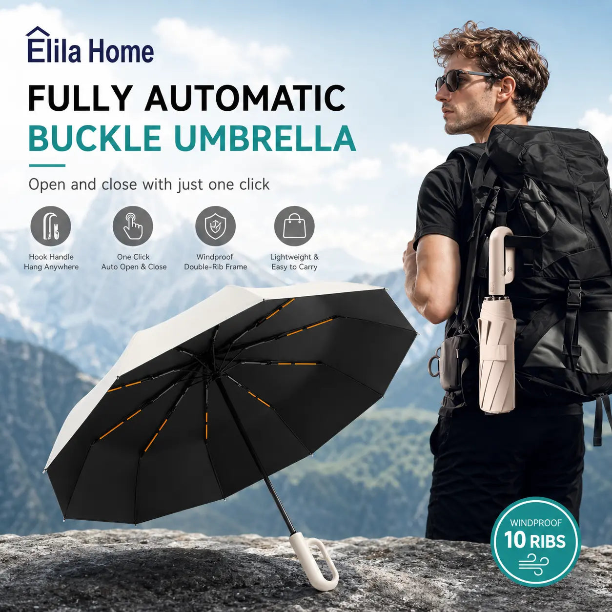 Travel umbrella in starry black