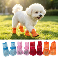 Spring Summer Breathable Mesh Small Dog Shoes Soft Sole Non-Slip Pet Booty Anti-Slip off Paw Protectors for Poodle Daily Walking